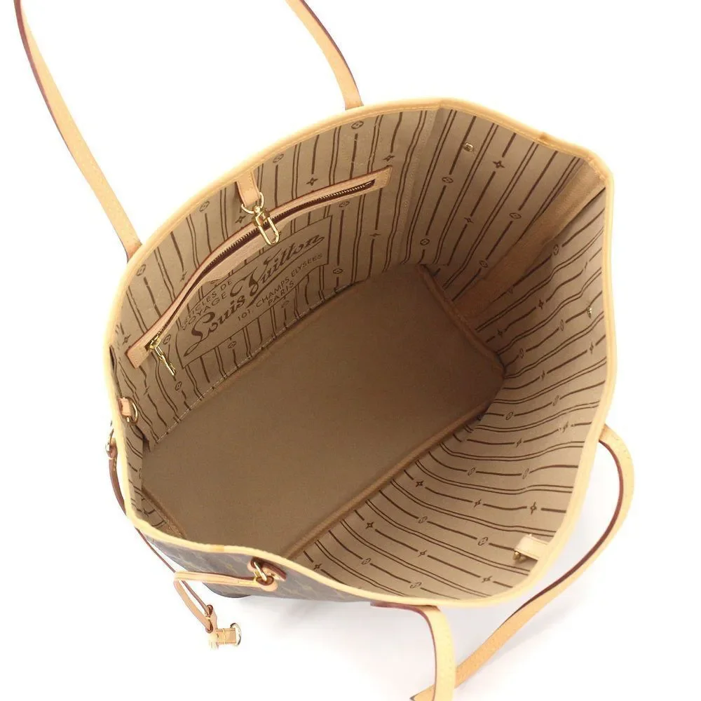 Louis Vuitton Monogram Neverfull MM Tote Bag Brown Beige